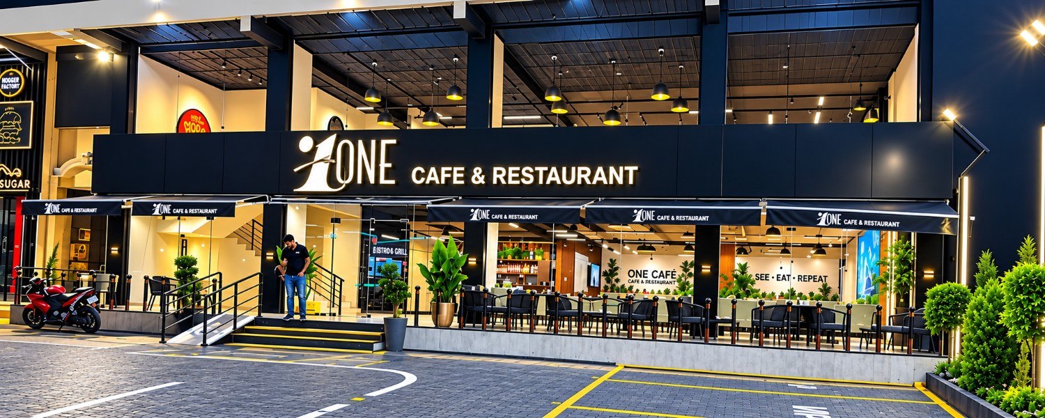 I One Cafe in Irbid Front Night View
